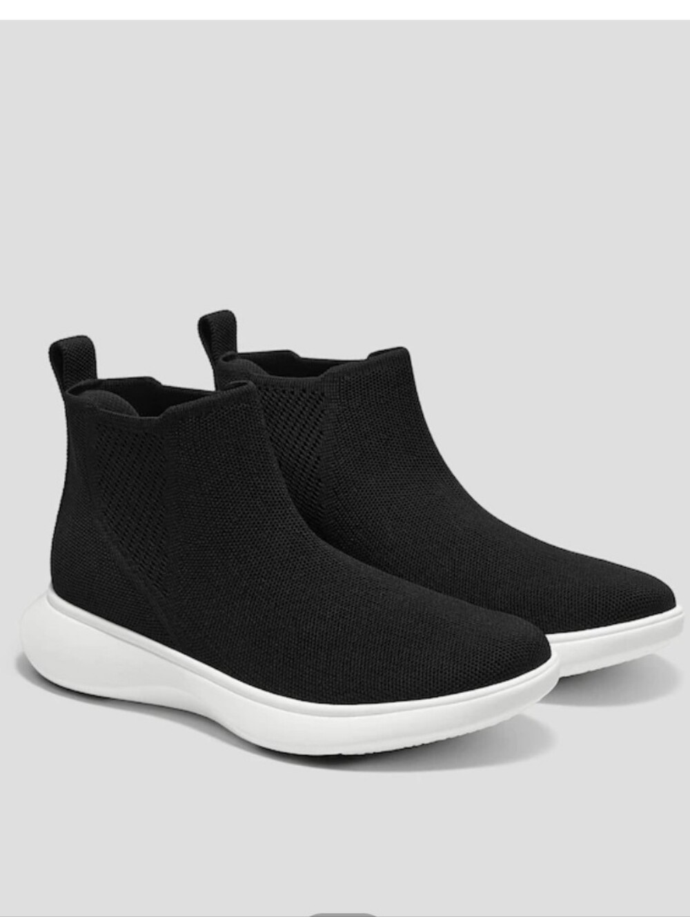 VIVAIA Urban Boots Slip-On Sneakers Black Knit White Sole Womens Sz 39 US 8-8.5